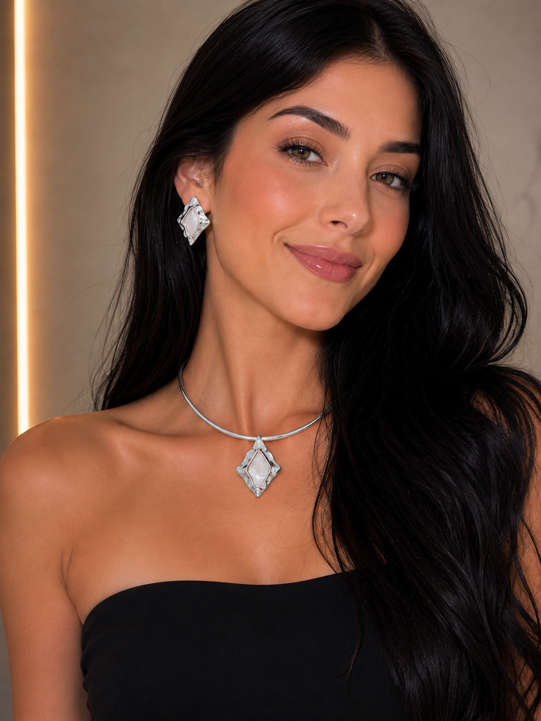 Maria Thalita Silver Necklace + Earrings Set