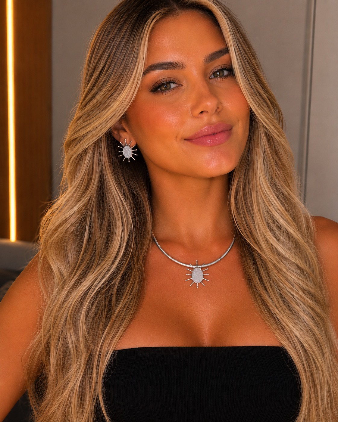 Silver Set Necklace + Earrings Maria Marcele