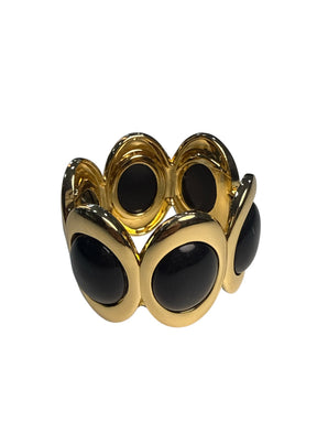 Bracelete Dourado Oval com Pedras Pretas Maria Ísis