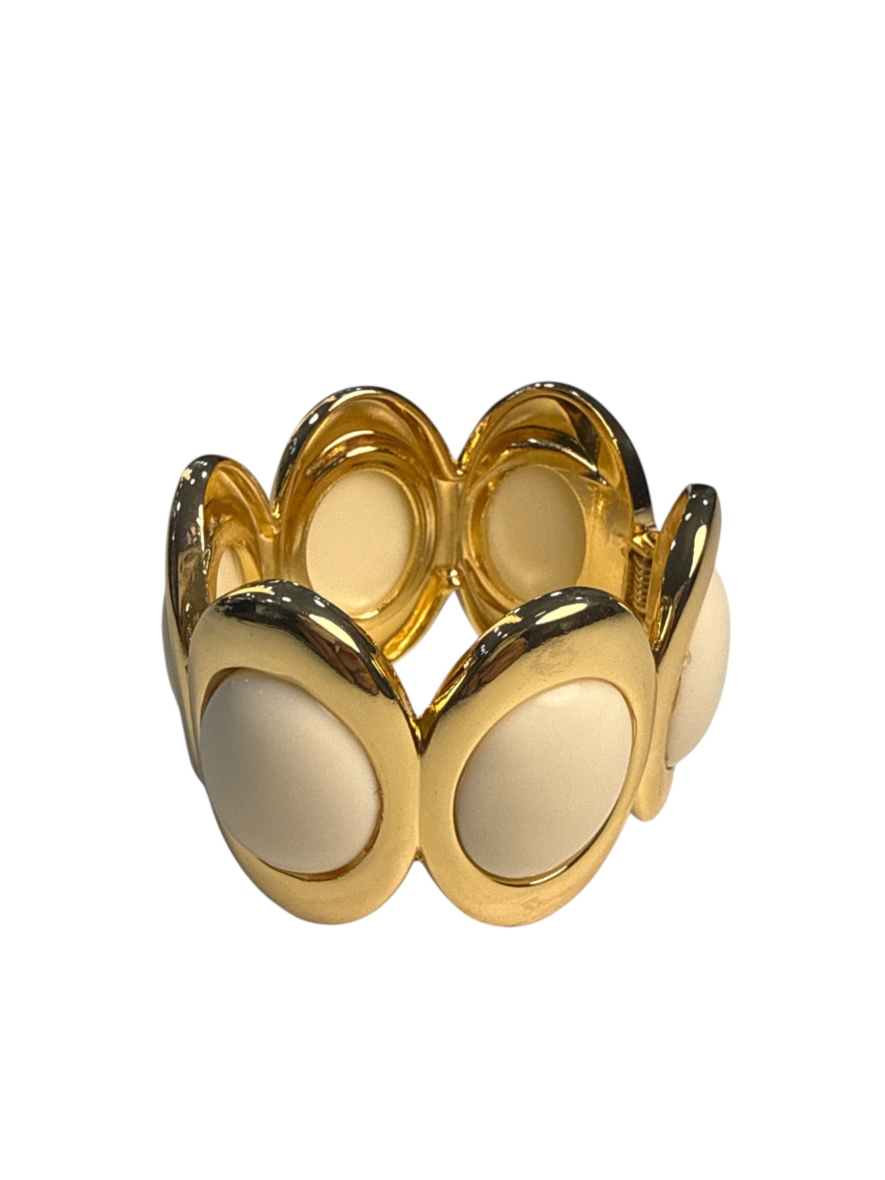 Bracelete Dourado Oval com Pedras Brancas Maria Isis