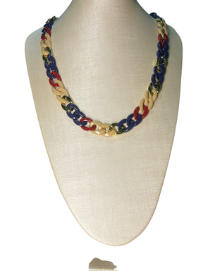 Colar Elos Maria Amanda Bege e Azul
