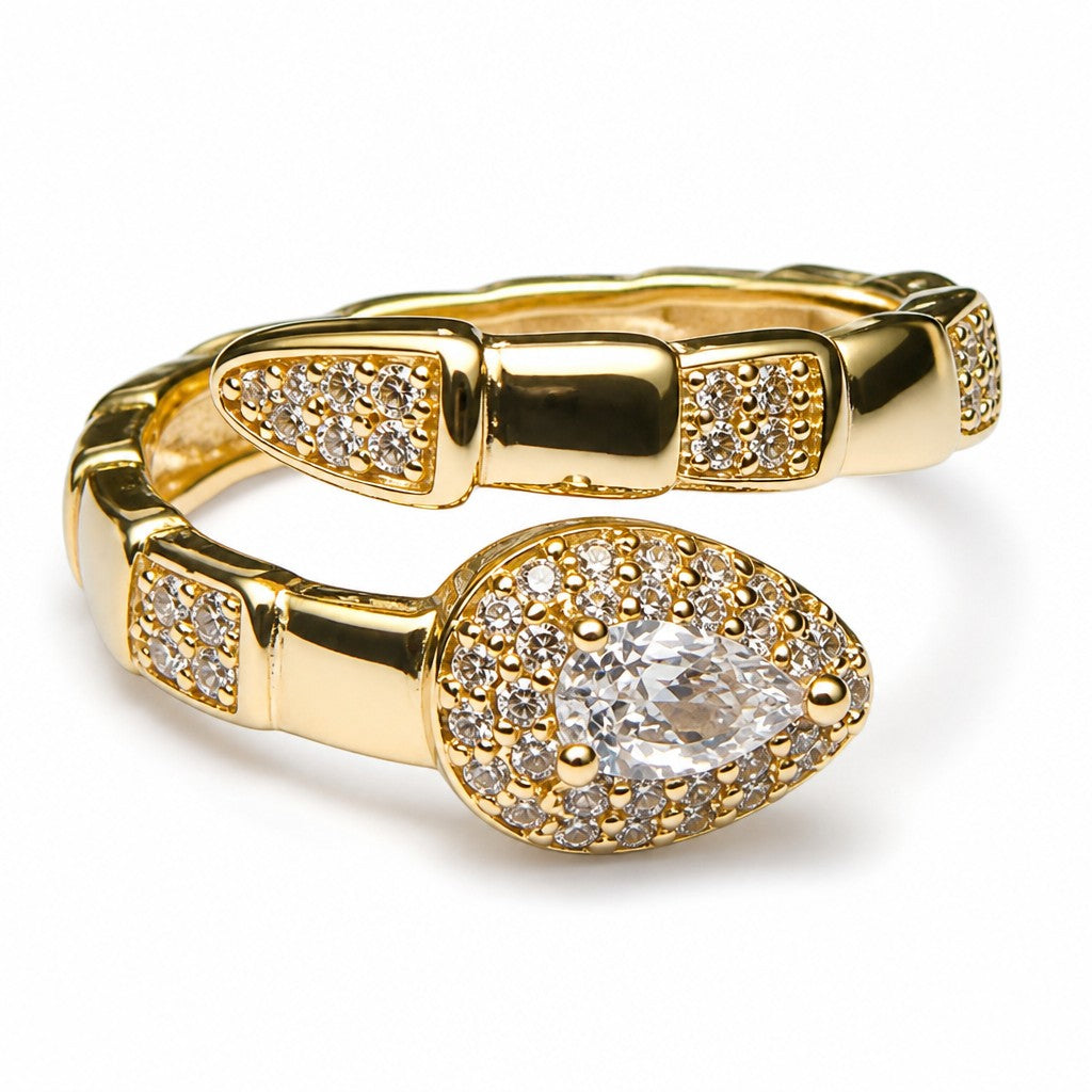 Anel Dourado Maria Samara Cristal