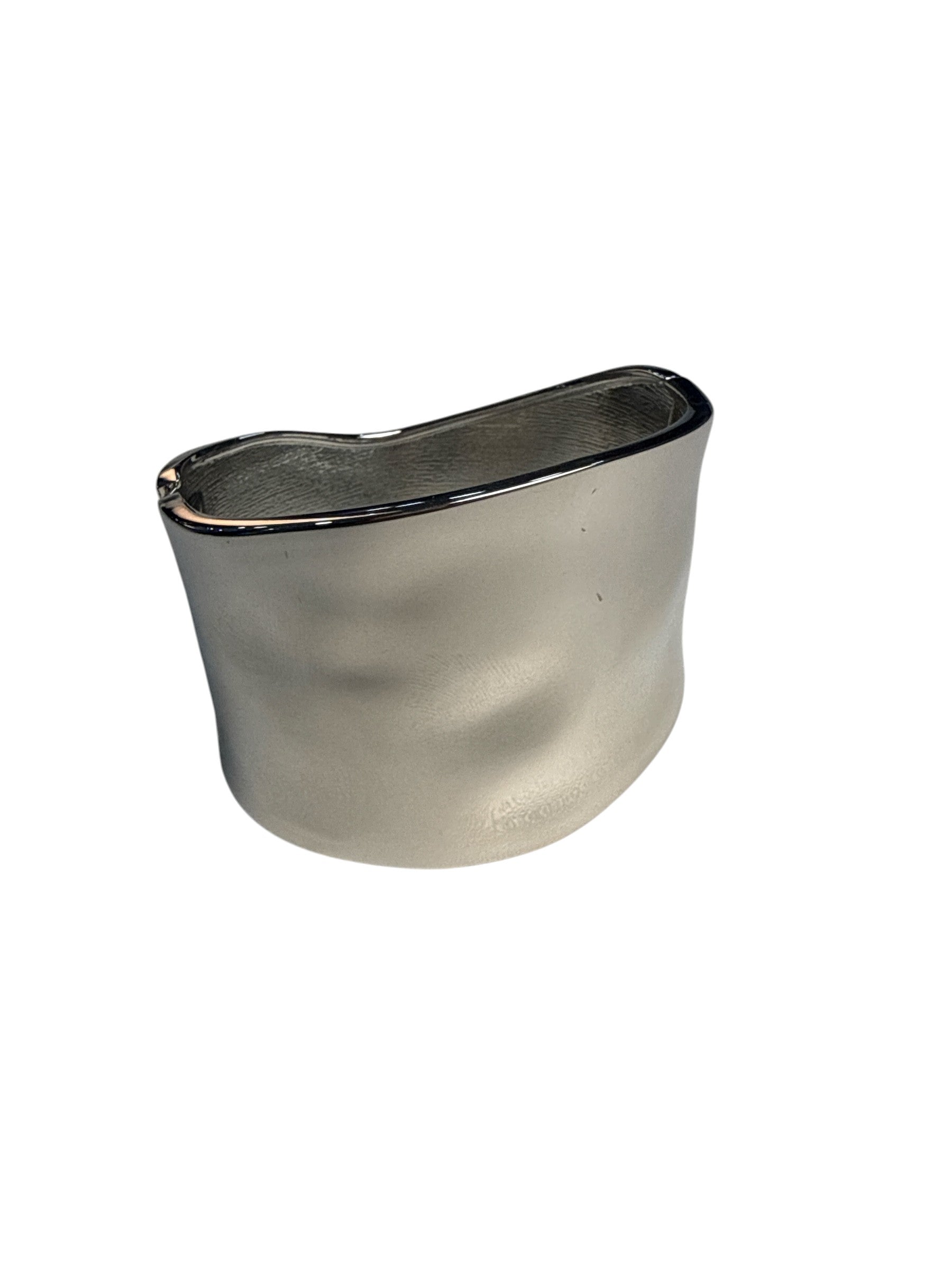 Bracelete Prata Largo Texturizado Maria Laura