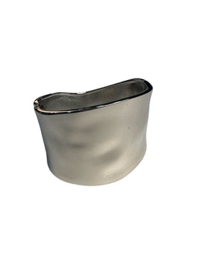 Bracelete Prata Largo Texturizado Maria Laura