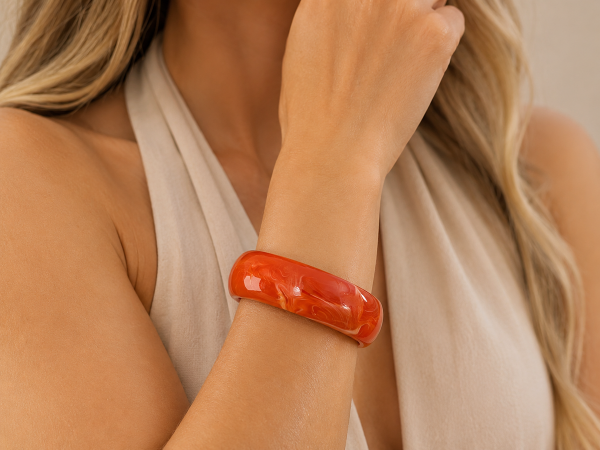 Bracelete Marmorizado Maria Bianca Coral