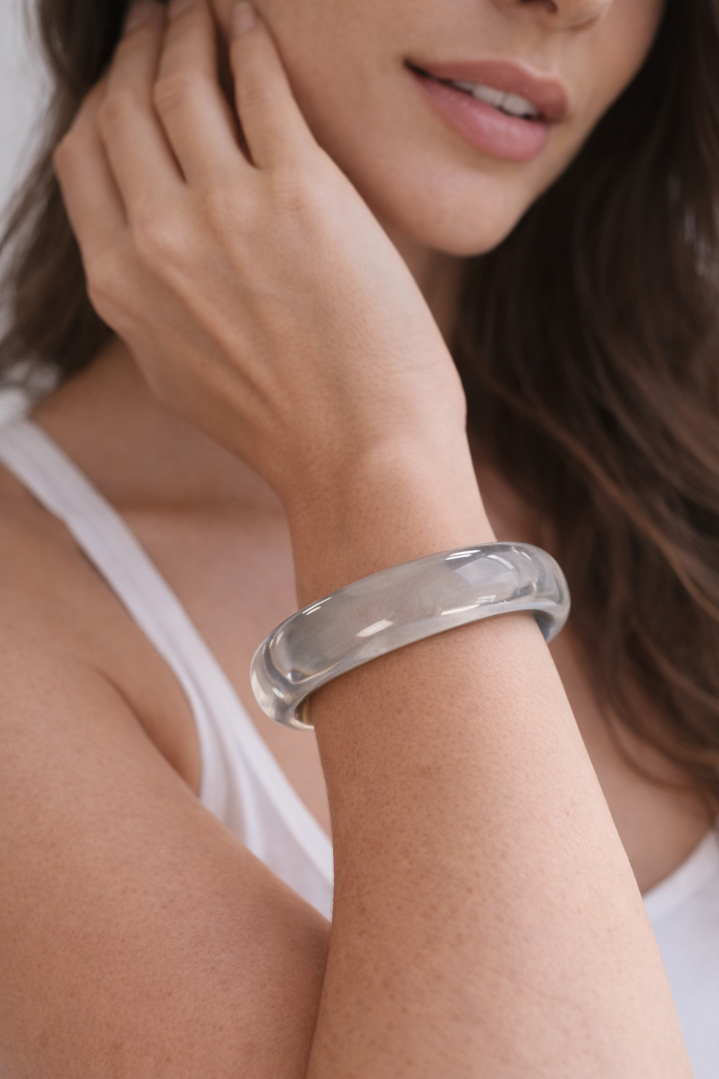 Bracelete Resina Cinza Elegante Maria Stella