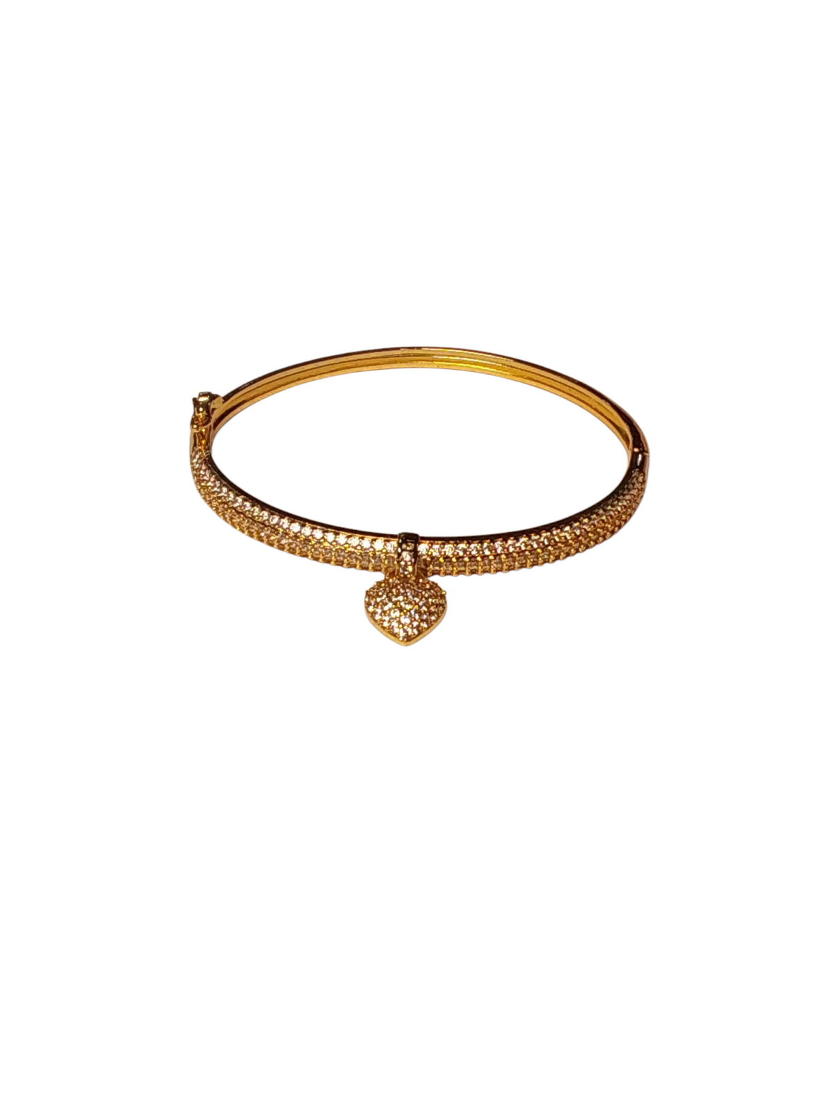 Bracelete cravejado coração dourado