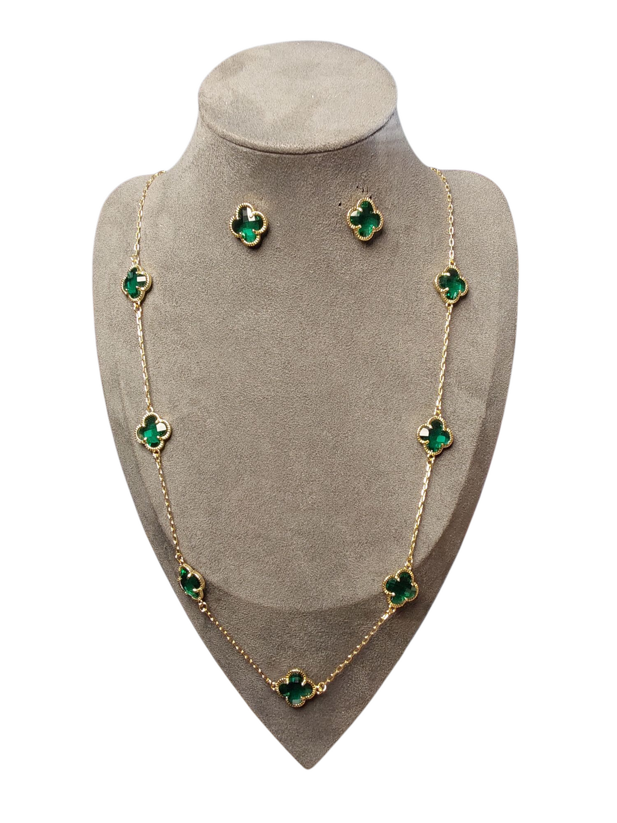 Conjunto trevos Colar + par de brincos de brinde dourado