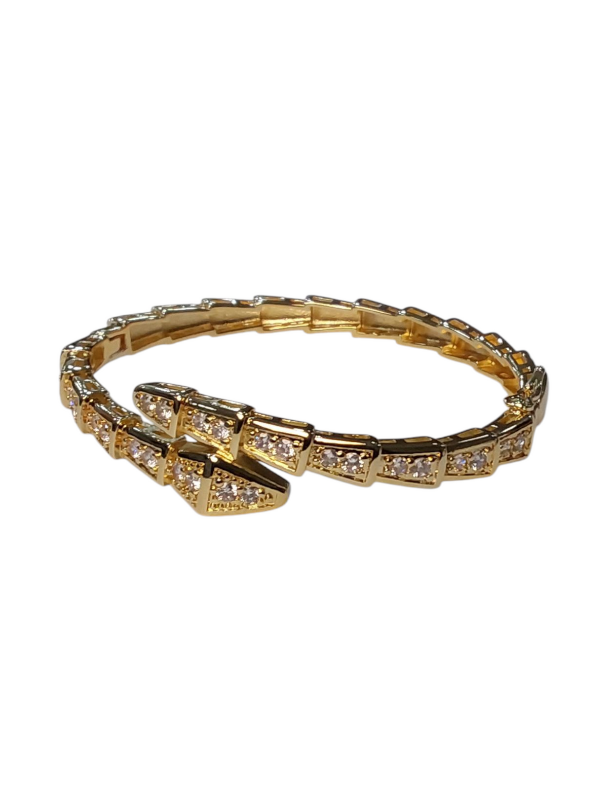 Braclete cobra cravejada dourado