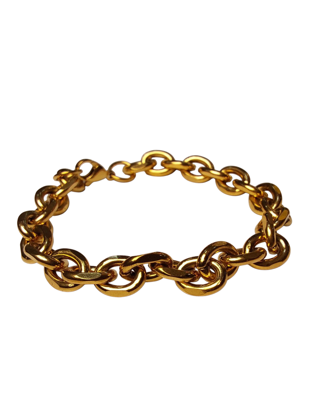 Pulseira Aço inox dourada elo cadeado