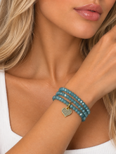 Trio Pulseiras Cristais Azuis