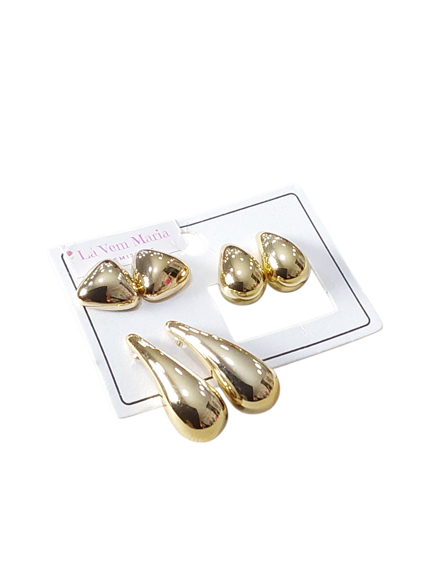 Trio de Brincos Maria Vitória R$9,90