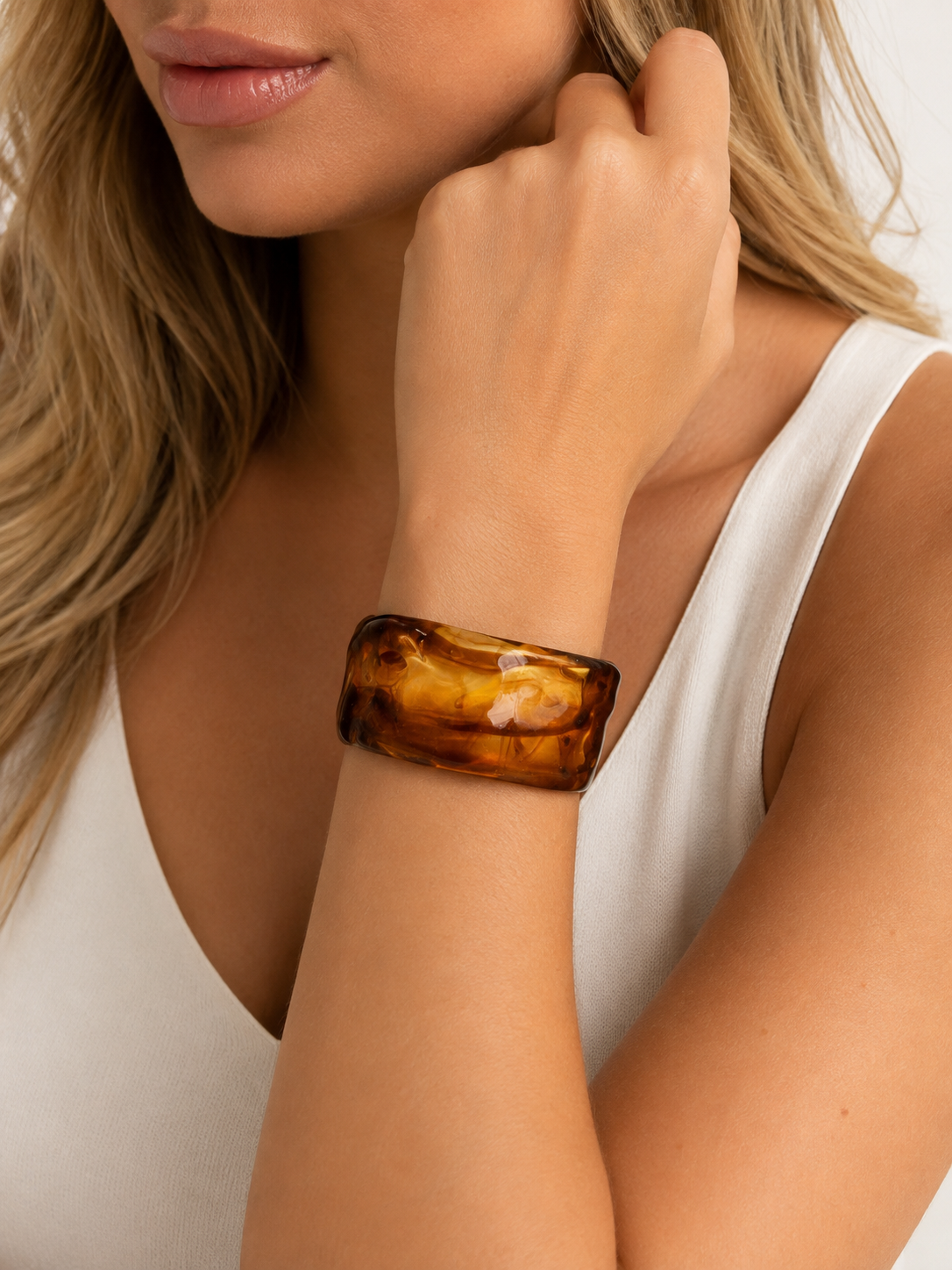 Bracelete Marmorizado Maria Sthefany Marrom Transparente